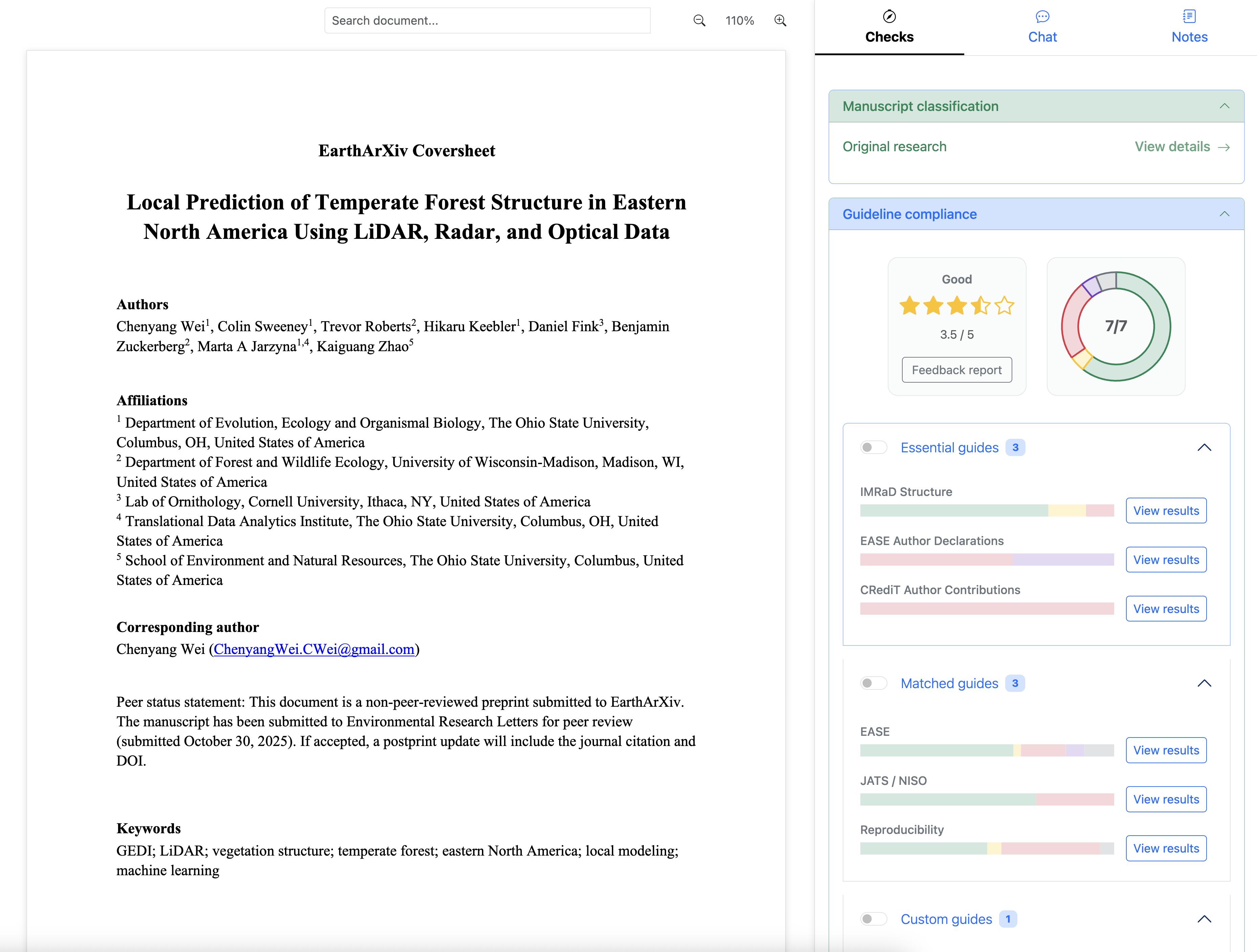 Validaite interface preview